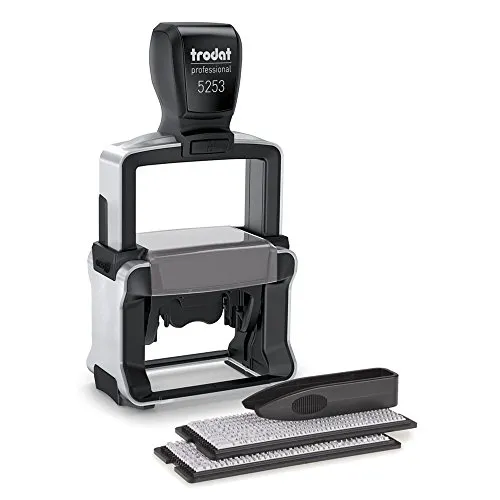 Trodat Professional 5253 Typomatic Stempel - Individueller Stempel mit max. 6 Zeilen, langlebig dank robustem Stahlkern und dokumentenechter Farbe. Ideal für den täglichen Einsatz, umweltfreundlich und CO2 neutral.