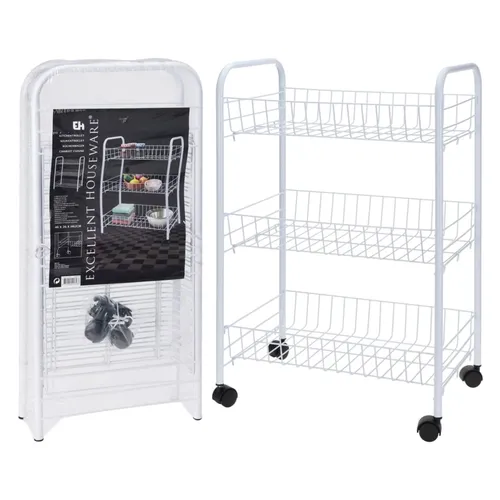 Excellent Houseware Küchenwagen mit 3 Körben Weiß