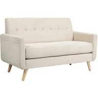 Beige 2-Sitzer Sofa mit Dickem Sitzkissen - Modernes 2-Sitzer Sofa in Samtoptik, ideal für Schlafzimmer oder Wohnzimmer. Mit einer hohen Gewichtskapazität von 240 kg und eleganten Holzbeinen.