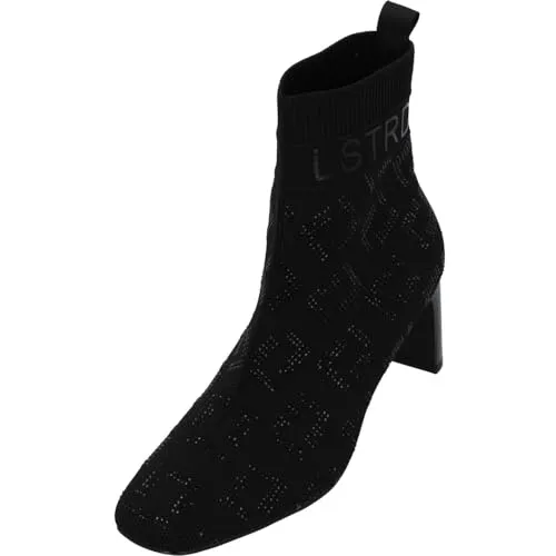 La Strada Damen Stiefelette in Schwarz, Größe 38 - Wanderschuhe mit stabiler, rutschhemmender Laufsohle und sockenähnlicher Konstruktion. Die Memory-Foam-Decksohle bietet super weichen Komfort und passt sich der Fußform an, verziert mit einem wunderschönen Strasssteinbesatz.