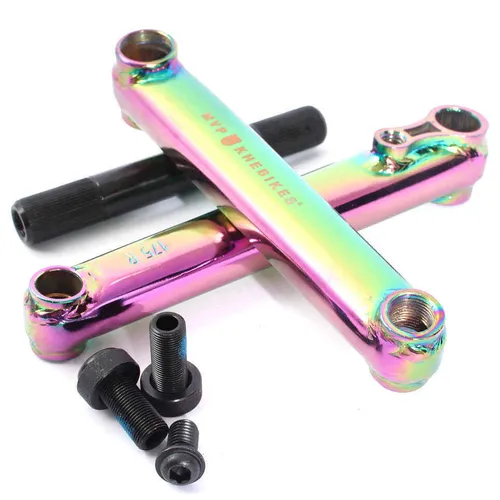 KHEbikes MVP V2 48T BMX Kurbel-Set 175mm Oil Slick - Hochwertiges BMX Kurbel-Set von KHEbikes mit 48 Zähnen und 175mm Länge. Ideal für BMX-Fans, bietet es Robustheit und Style in einem!
