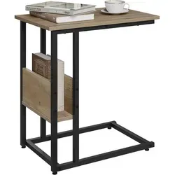 WOLTU Beistelltisch mit Stauraum - Tisch für Erwachsene im modernen Stil, mit praktischem Stauraum und grauer Holzoptik. Ideal für das Wohnzimmer, Maße: 36x55x59,5 cm.