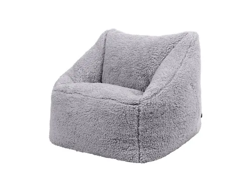 Icon Natalia Teddybär Sitzsack für Kinder, Grau - Sitzsäcke fürs Kinderzimmer, superweicher, kuscheliger Boucle Stoff für unwiderstehlichen Komfort und eine gemütliche Atmosphäre im Kinderzimmer.