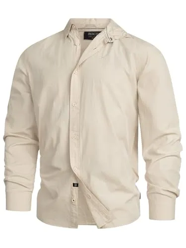 Indicode Herren INKamby Hemd einfarbig aus Baumwolle | Stilvolles Herrenhemd Simply Taupe, M - Klassisches Langarmhemd aus 97% Baumwolle für einen eleganten Look. Vielseitig kombinierbar – ob im Büro oder zur Jeans. Der angenehme Stoff sorgt für hohen Tragekomfort. Perfekt für jeden Anlass!