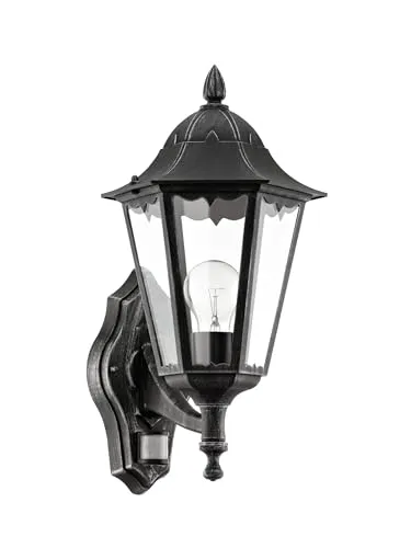 NAVEDO Wandleuchte, klar - Außenbeleuchtung mit Bewegungssensor - Lampen für Außenbereiche mit Bewegungssensor und Dämmerungssensor. Spritzwassergeschützt (IP44) und ideal für Hauseingänge, Terrassen oder Balkone. Klassisches Design für jeden Stil.
