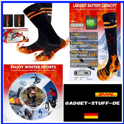 Beheizte Socken 2024 – Wiederaufladbare Fußwärmer mit 5000mAh Batterie