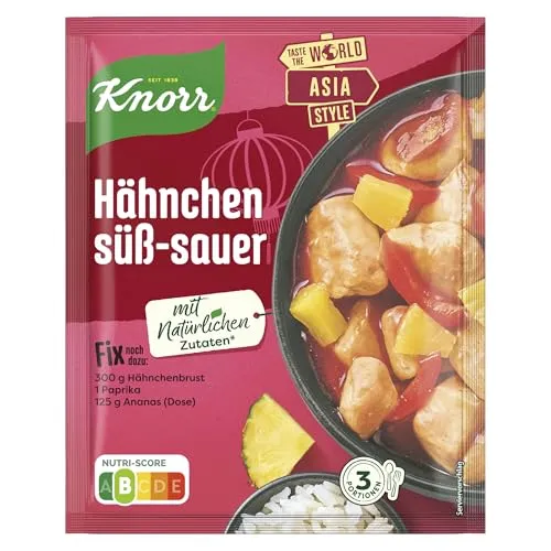 Knorr Taste the World Fix Würzmischung Hähnchen süß-sauer für ein leckeres Fleischgericht ohne geschmacksverstärkende Zusatzstoffe 3 Portionen