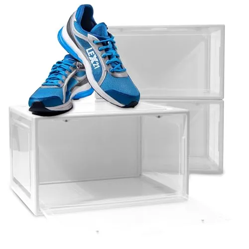 BITUXX LEX21 Schuhbox - Stapelbare Aufbewahrungsbox für Schuhe bis Gr. 47 - Stiefel- & Schuhboxen: Praktische, stapelbare Schuhbox mit Sichtfenster und sicherem Magnetverschluss für optimale Ordnung und schnellen Zugriff.