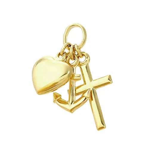 NKlaus Glaube Liebe Hoffnung Kettenanhänger aus 333er Gelbgold - Damen Anhänger in 14mm Kreuz-Design, symbolisiert Glaube, Liebe und Hoffnung, perfekt als Geschenk oder zum persönlichen Tragen.