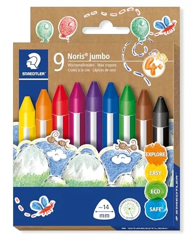 STAEDTLER Noris jumbo 228 Wachsmalkreiden – 9 Stück, 14 mm