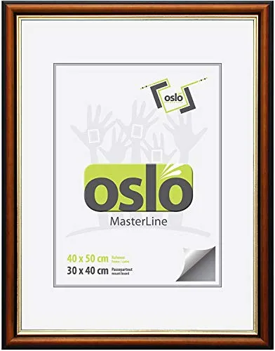 OSLO MasterLine Bilderrahmen 40 x 50 Holz massiv braun schwarz Innenrand Gold antik-optik Portrait-rahmen Echt-Glas