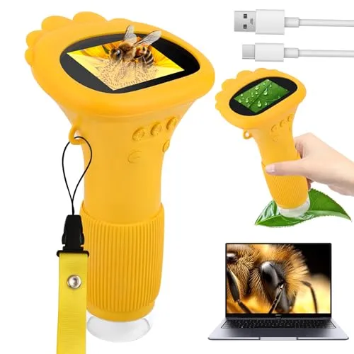 Handheld Mikroskop für Kinder, 1000x Zoom Mini-Mikroskopkamera für Kinder, digitalermikroskop 2,0