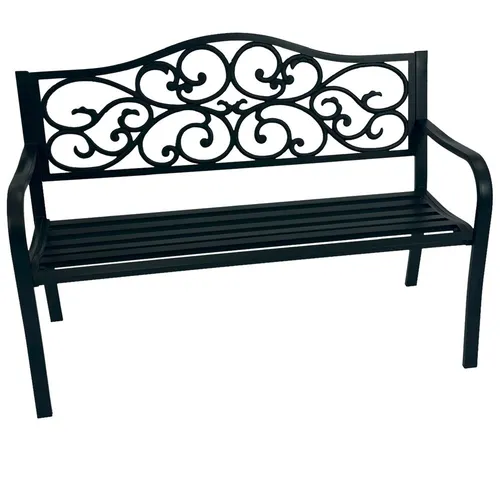 Gartenbank 2-Sitzer Metall schwarz Parkbank Sitzbank Bank Terrasse Balkon Garten