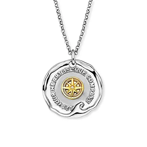 Engelsrufer Damen Halskette Aloha - Bicolor Anhänger Let your Heart be your Compass - Ketten für Damen, elegante Halskette aus Sterling Silber mit verstellbarem Karabinerverschluss und nickelfreiem Design, ideal für Allergiker.