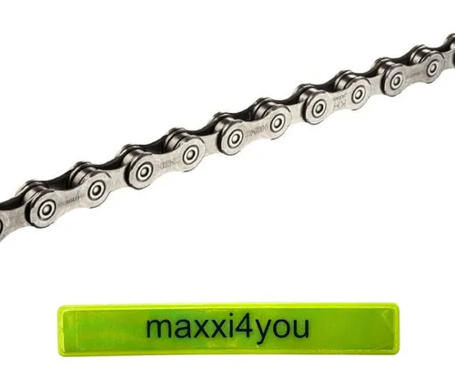 maxxi4you Fahrradkette Shimano Kette CN-E6090 10-fach 138 Glieder in silber inkl. Reflexband