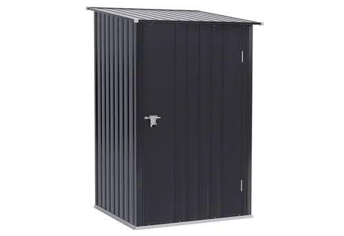 Outsunny Gerätehaus Gartenschuppen 1 x 1 m Metall Gartenhaus Geräteschuppen 0,92 m2 verzinkter Stahl Dunkelgrau Aosom