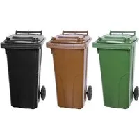 PROREGAL SuperSparSet 3x 2-Rad-Mülltonne MGB - 120 Liter HDPE-Kunststoff - Haushaltszubehör - Hochwertige Mülltonne aus HDPE, mobil dank stabiler Leichtlaufräder, ideal für alle Müllarten und effektives Recycling.