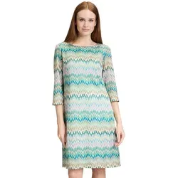 Betty Barclay Damen Etuikleid 3/4 Arm - Khaki/Blau - Damen-Kleider mit elegantem U-Boot-Ausschnitt und ausgestellt geschnitten, ideal für festliche Anlässe oder den Alltag.