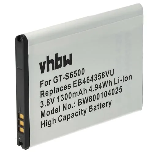 vhbw Akku Ersatz für Samsung EB464358VU, EB464358VUBSTD für Handy Smartphone Telefon (1300mAh, 3,7V, Li-Ion)