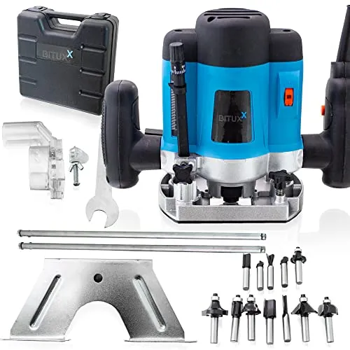 BITUXX Oberfräse 1200 Watt inkl. 12 Fräsköpfen - Fräsen für präzise Kantenbearbeitung, leistungsstark mit 1200 W und vielseitigem Zubehör für professionelle Ergebnisse.