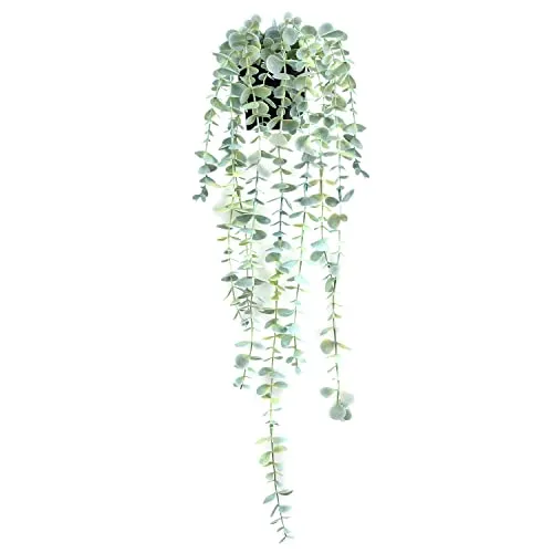 BACAMA Eukalyptus Hängepflanzen, Hängende Pflanzen, künstliche Dekoration, künstliche Topfreben, lebensechte Grün für Neue Heimdekoration, 1 Stück, hellgrün