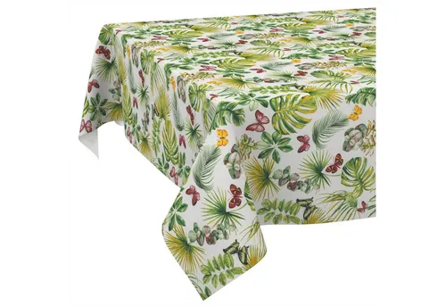 ANRO Tischdecke abwaschbar Tischtuch Baumwolle Polyester wasserabweisend (Einzelstück 1-tlg), Schmutzabweisend abstrakt Hellgrün 100x140cm