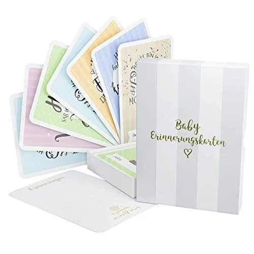 Meilensteinkarten Baby für Jungen & Mädchen + Geschenkbox Baby Shower Geschenk Taufe Geburt Schwangerschaft 40