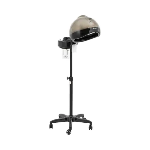 Expondo physa Dampfhaube mit Stativ - 750 W - Schwarz - Höhenverstellbare Dampfhaube für die professionelle Haarpflege. Mit 60-Minuten-Timer und 0,75 l Wassertank für eine unkomplizierte Anwendung. Ideal für Salons und Zuhause, mobil durch leichtgängige Rollen.