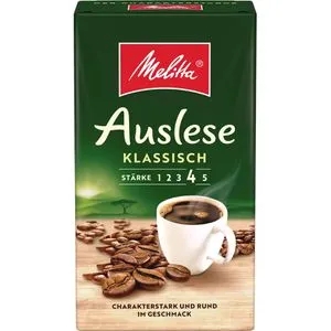 Melitta Auslese Klassisch Gemahlener Kaffee 500 g - Kaffee aus 100% Arabica-Bohnen, ausgewogen und aromatisch, ideal für Filterkaffee-Liebhaber.