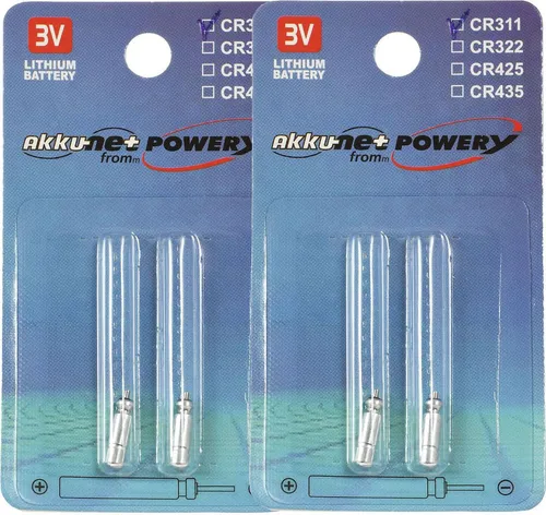 4x Stabbatterie, Stiftbatterie CR311 für z.B. Angelposen, Bissanzeiger Lithium 2x2er Blister