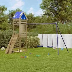 vidaXL Spielturm aus imprägniertem Kiefernholz - Entdecke den vidaXL Spielturm aus imprägniertem Kiefernholz! Mit Plattform, Kletterwand und Schaukeln bietet er vielseitigen Spielspaß für Kinder von 3-8 Jahren. Robuste Konstruktion für unvergessliche Abenteuer im eigenen Garten.