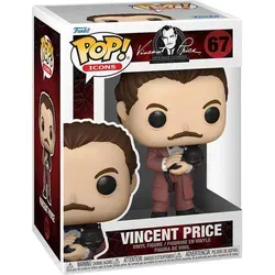 Funko Pop Icons 67 Vincent Price Figur - Aufstellfigur des ikonischen Horror-Schauspielers Vincent Price, 10 cm groß aus hochwertigem Vinyl, ideal für Sammler und Fans der Film- und TV-Kultur.