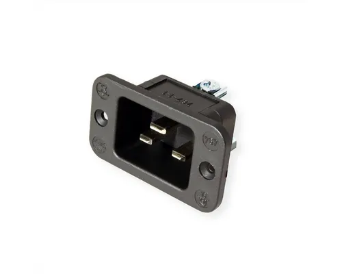 Bachmann Kaltgeräteeinbaustecker IEC320 C20 Stromadapter, 0 cm, schwarz, Thermoplast,Schraubanschluss