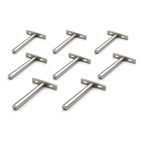 Produktbild Euro Tische Tablarträger Unsichtbar 10mm – Schwerlast Regalhalterung bis 30kg pro Paar – Verdeckt für Schwebende Wand- & Bücherregale – Metall Regalträger für Fachböden – Wandmontage, 100mm - 4er Set