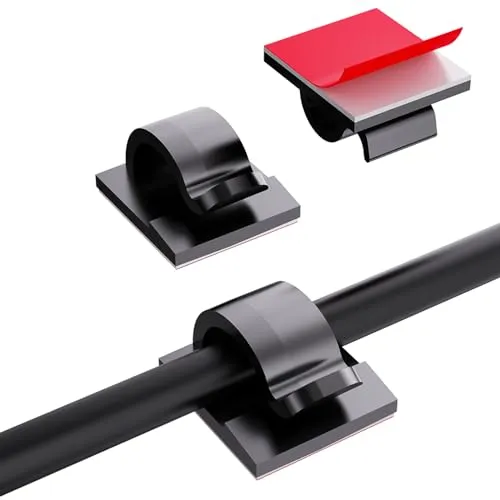Stück Kabelhalter, Outdoor Kabel Clips Kabelführung Organizer Kabelclips Selbstklebend Kabelklemmen Kabelmanagement Dekoration Haken Draht Halter für Kabelbefestigung Lichterkette - Schwarz 60