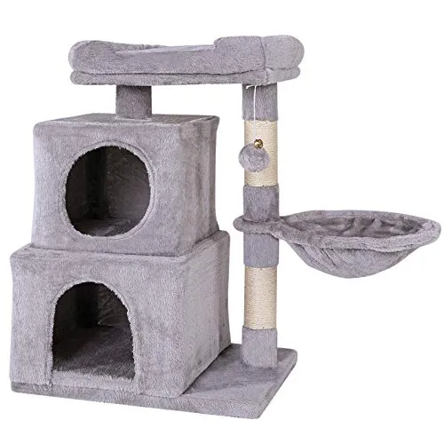 lionto Kratzbaum für Katzen mit Plüschball und Liegemulde, 70 cm - Aktivitätskratzbäume mit gemütlicher Liegefläche, ideal für Spiel und Ruhe Ihrer Katze. Weicher Plüsch und Sisal sorgen für artgerechte Krallenpflege und ein Wohlfühlambiente.