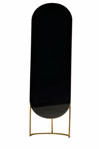 Eleganter Standspiegel mit goldenen Akzenten - Moderner Standspiegel in elegantem Design, ideal für Schlafzimmer oder Wohnzimmer. Mit ovaler Form und goldenen Akzenten setzt er stilvolle Akzente in jedem Raum.