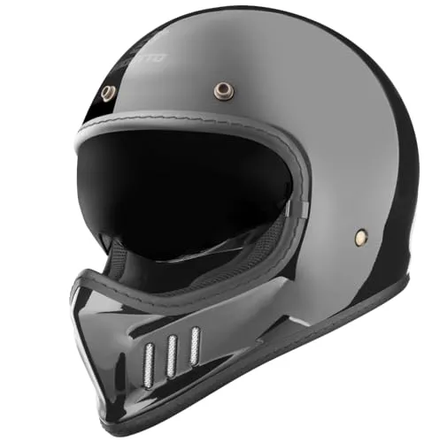 Bogotto FF980 Caferacer Cross Helm, schwarz, Größe XL - Motorradhelm mit 3 Schalengrößen, internem Sonnenvisier und praktischer Einhandbedienung – ideal für stilbewusste Biker.