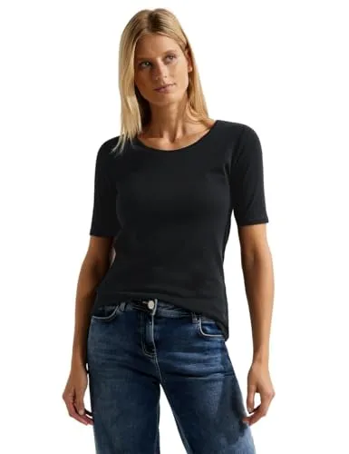 Damen Basic T-Shirt mit Rundhals in Unifarbe