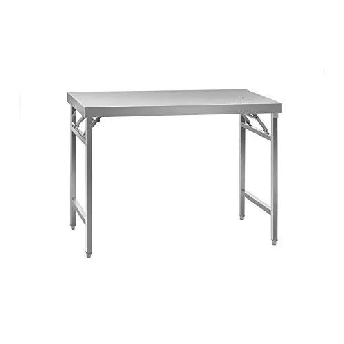 Royal Catering Klappbarer Arbeitstisch 120 x 60 cm - Arbeitstisch aus Edelstahl mit klappbarem Design, ideal für mobile Einsätze in Gastronomie und Events. Hohe Tragkraft von 120 kg und verstellbare Höhe für komfortables Arbeiten.