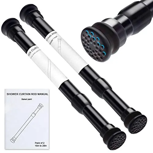 Set aus 2 ausziehbaren Teleskopstangen ohne Bohren - Durchmesser 23/26 mm, Länge 40-70 cm, Schwarz