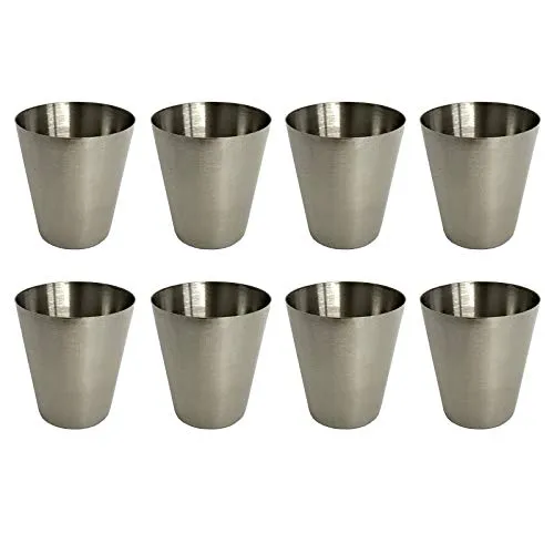 HAC24 8 Stück Edelstahl Schnapsgläser 4cl Pinnchen Shotgläser Shot Glas Stamper Schnaps-Becher Partygläser