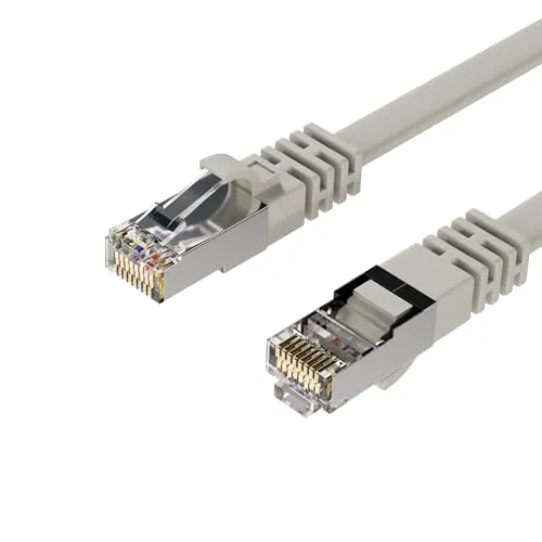 Kabelbude.eu RJ45 Flachkabel m. CAT 7 Rohkabel slim weiß 0,5m