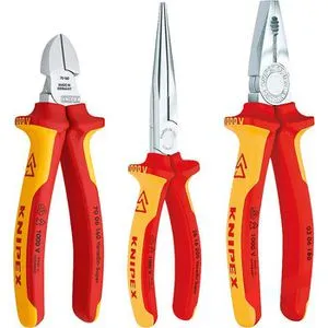 Knipex Zangenset 00 20 12 - VDE isoliertes Elektro Paket mit 3 Zangen - Sonstige - VDE-zertifiziertes Zangenset für sicheres Arbeiten an elektrischen Anlagen, inklusive Kombizange, Seitenschneider und Flachrundzange.