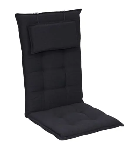 elGiga Sun Garden Hochlehner-Auflage Anthrazit - Polster für Stühle & Sessel mit abnehmbarem Kopfpolster für ultimativen Sitzkomfort, langlebig und pflegeleicht – ideal für Garten, Terrasse und Balkon.