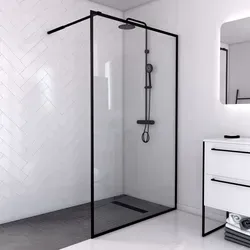 MARWELL Duschwand 120cm Walk-In Style black - Duschabtrennungen mit 6 mm Einscheibensicherheitsglas, elegantes Design und barrierefreier Einstieg, ideal für moderne Badezimmer.