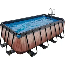 EXIT Swimming Pool Premium 400 x 200 cm - Rechteckig und Stabil - Swimmingpool mit robustem, pulverbeschichtetem Stahlrahmen für langanhaltenden Schwimmspaß. Inklusive Sandfilterpumpe für kristallklares Wasser und ideales Schwimmbadgefühl.