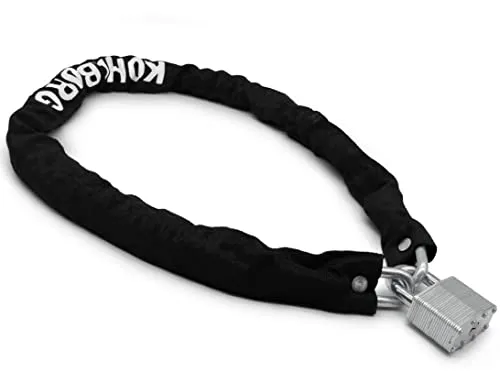 KOHLBURG extra-langes Kettenschloss - 110cm lang & 8mm stark - sicheres Fahrradschloss mit 3 Schlüssel - Schloss mit Kette für Fahrrad & E-Bike