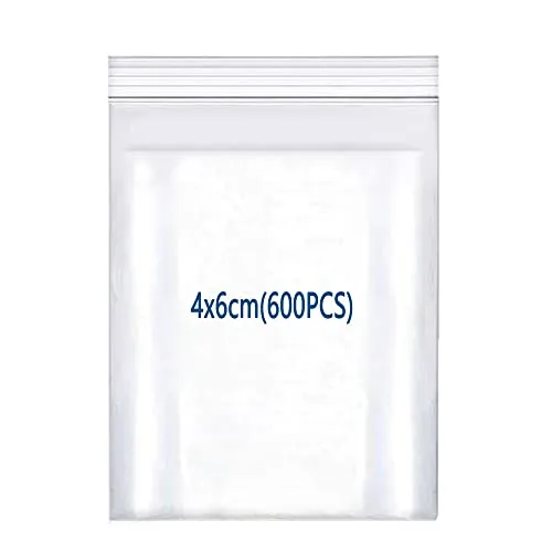 huruirui 600Stück Druckverschlussbeutel,4x6cm/160μm Zip Beutel Wiederverschließbare Durchsichtige Plastikbeutel Klein Verschlussbeutel Zipper Beutel Set Kleine Wasserdichter