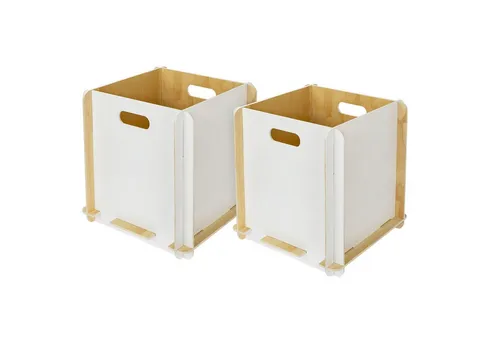 HMF Aufbewahrungsbox - Praktische Regalbox aus Holz (2 St) - Aufbewahrungsboxen aus Holz, ideal für Kallax-Regale. Zusammensteckbar, platzsparend und mit praktischen Griffen für einfachen Transport. Perfekt zur Aufbewahrung von Spielzeug und Utensilien.